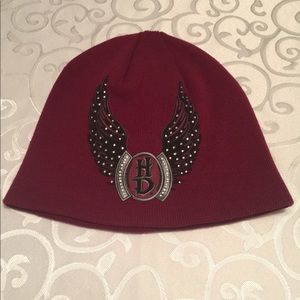 Harley Davidson Womens Burgundy Rhinestones Beanie
